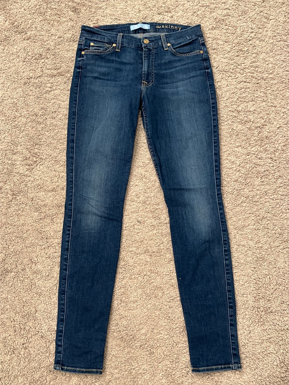 7 For All Mankind Women's Dark Indigo B(air) Skinny Jeans Szs